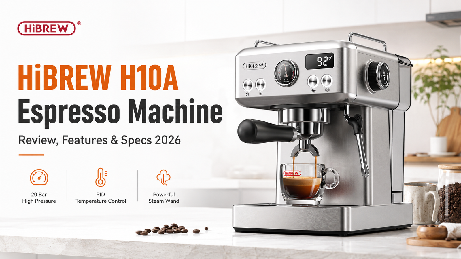 HiBREW H10A semi-automatic espresso machine with 58mm portafilter