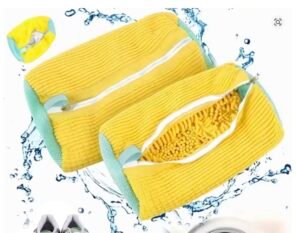Durable Mesh Shoe Wash Bag with Zipper Rich Fluff Inside Protects Sneakers Casual Shoes in Washer Dryer Travel Storage Organizer