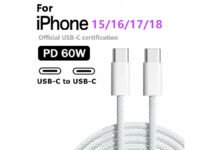 USB-C to USB-C cable advertised for up to 60W Power Delivery charging