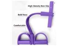 Yoga pedal puller resistance band with foot pedals and elastic tubes for home exercise